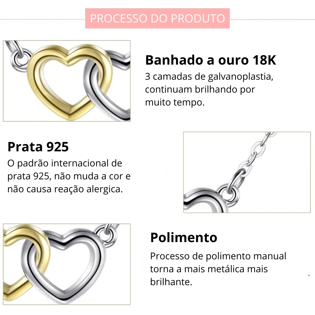 Colar Coração Duplo Modelo Romantic Info